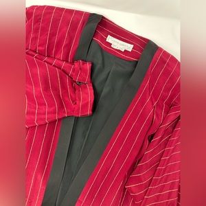 Vintage Norma Walters Sz 10 100% Silk Blazer Burgandy Gold Stripe S4 Rare!!!